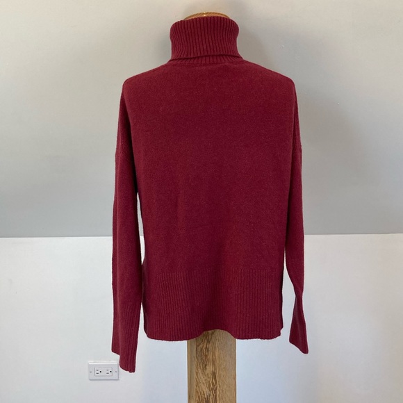 J. Crew Side Slit Supersoft Turtleneck Sweater in Burgundy - Picture 6 of 16